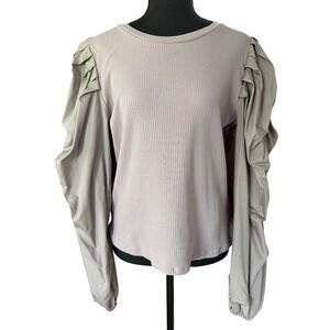 Lea and Viola Ribbed Puff Sleeve Top Womens XL Lavender Romantic Cottagecore